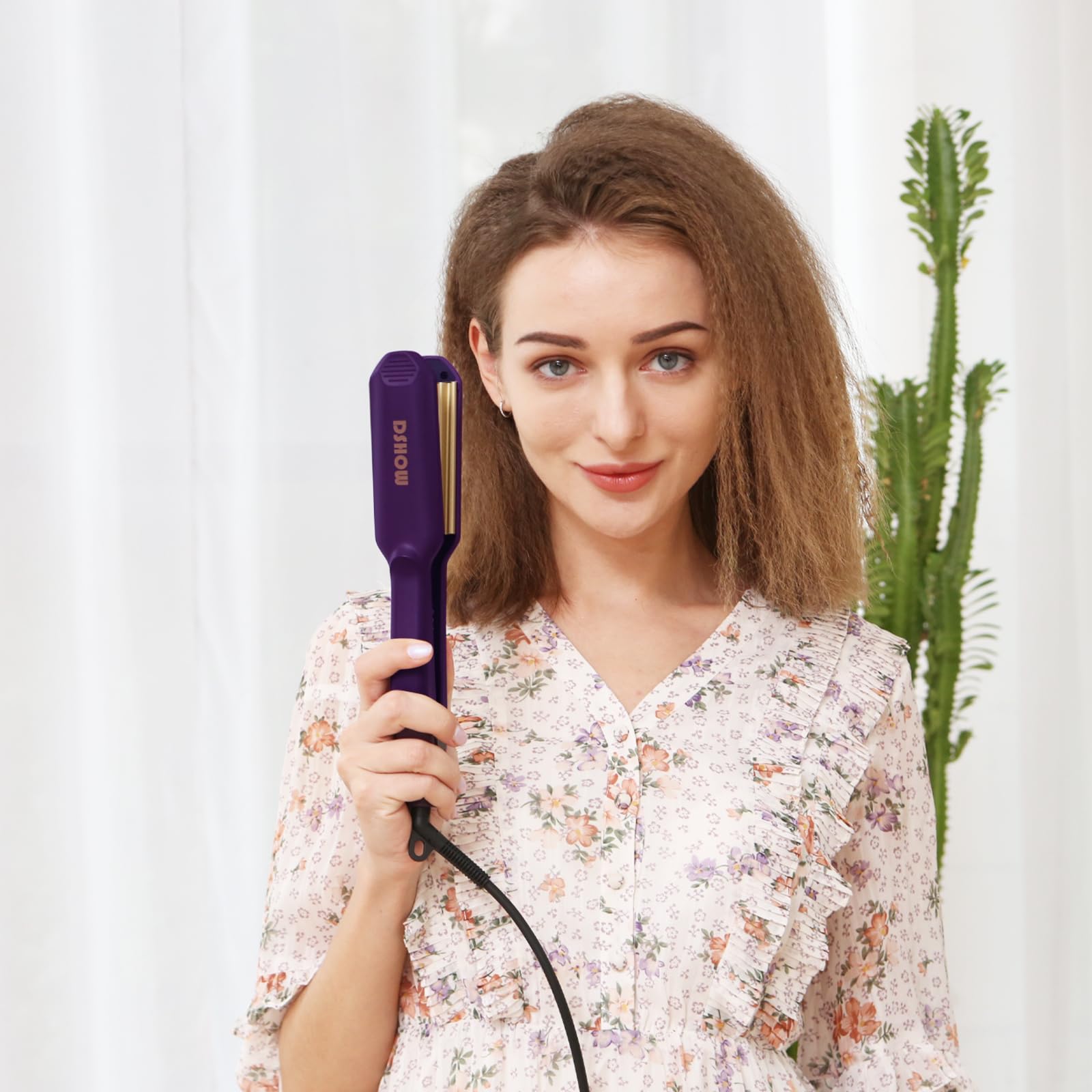 Piastra Per Capelli Frisee DSHOW Piastra Lisciante Per Capelli Rivestimento In Tourmaline Ceramic Crimping iron for Hair Crimper (Viola)