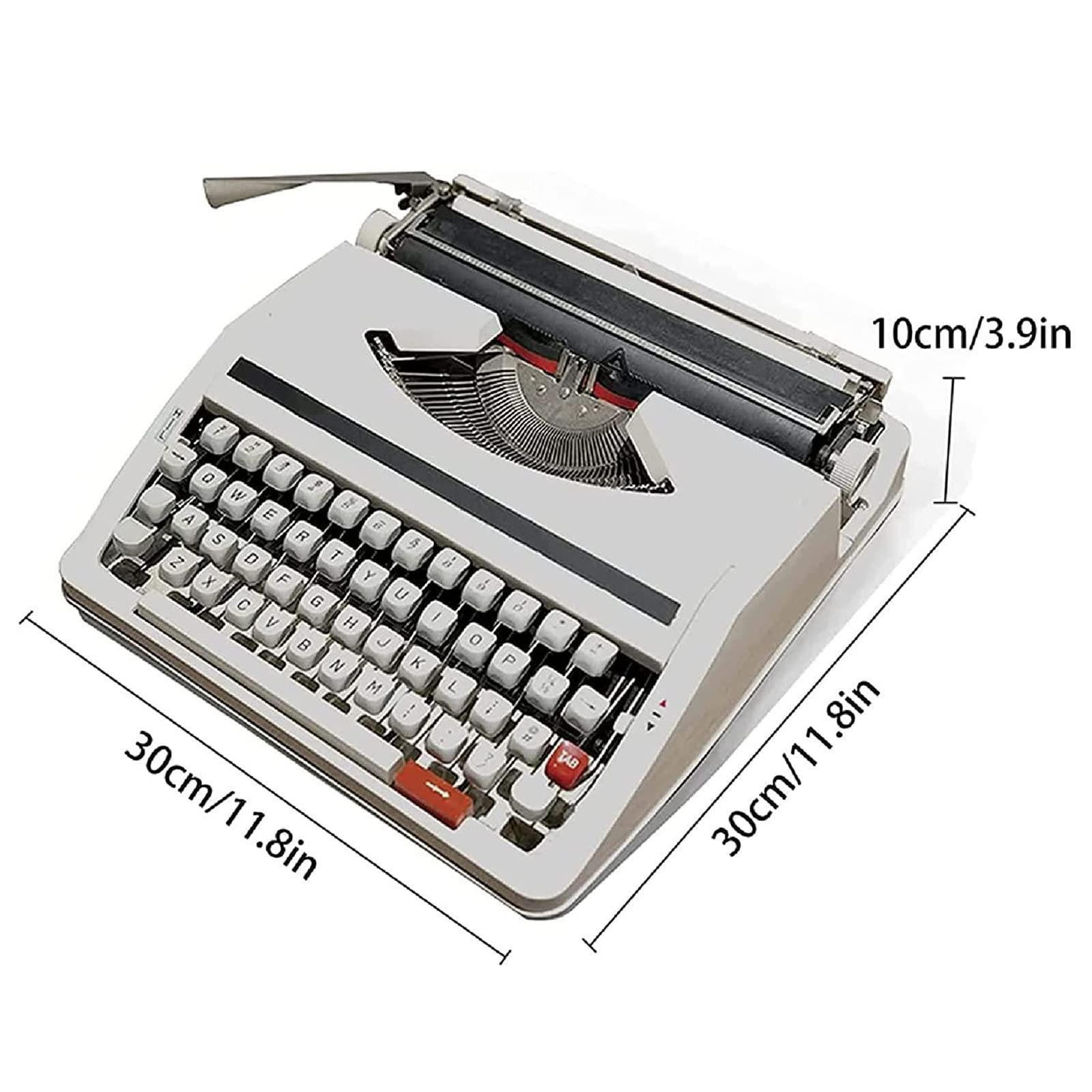 Retro Schreibmaschinen, Vintage Schreibmaschine mechanisch,Schlanke und Langlebige Klassische Schreibmaschine für Schriftsteller, Literarische Retro-Sammlung Geschenk 30 * 30 * 10CM,White