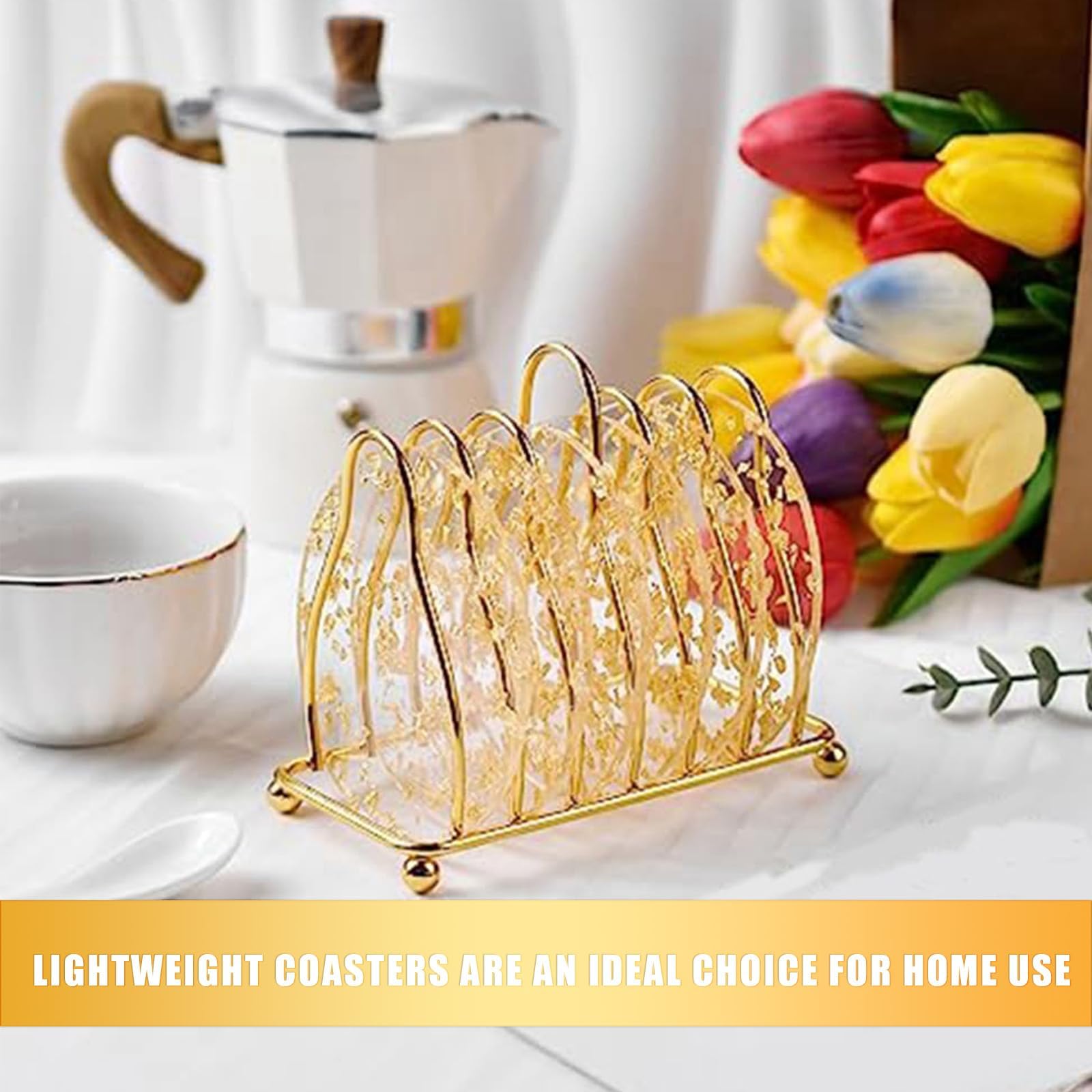 Posavasos para Bebidas, Posavasos Redondos para Copas Juego de 6, Juego de Posavasos Transparentes, Lámina de Oro Transparente Posavasos para Bebidas, Lavable/Antideslizante, para café/té/Tazas