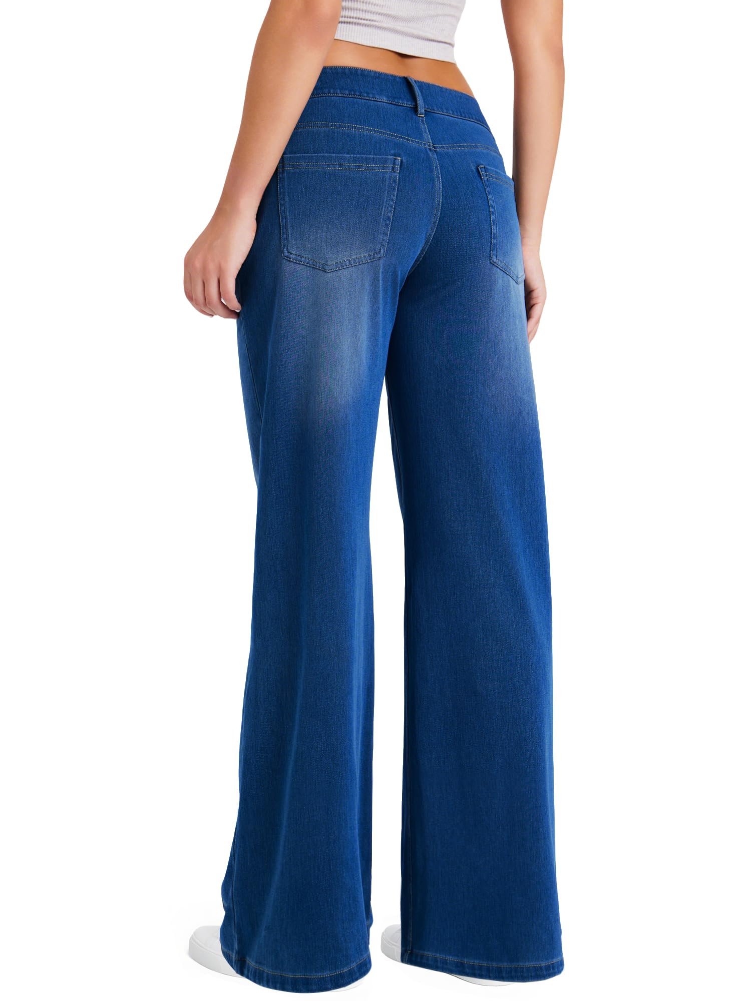 LaiEr Jeans à Jambe Large pour Femmes,Design Unique de Taille à Fermeture éclair,Coupe Droite,Coupe Ample,Pantalon en Denim à Haute élasticité adapté pour des Occasions décontractées.