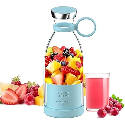 Portable Blender, USB Rechargeable Mini Juicer Blender, Electric Juicer Bottle Blender Grinder Mixer, Personal Size Blender for Juices, Shakes and Smoothies, Fruit Juicer Machine (420 ML)