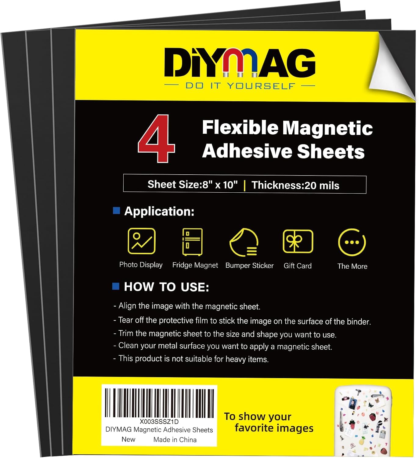 DIYMAG 4Pack Adhesive Sheets, Sheets with Adhesive