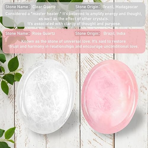 Miniatura 2 de WHAL&YUNE Cristales curativos de cuarzo rosa con cristales curativos para el pulgar para meditación para aliviar la ansiedad, 1.8 pulgadas