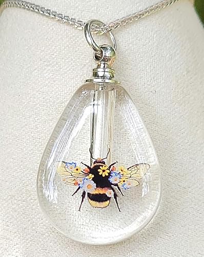 Miniatura 7 de Cremation Urn Bottle Bumble Bee Wild Flowers Sympathy Gift Sterling Silver Necklace (stainless-steel)