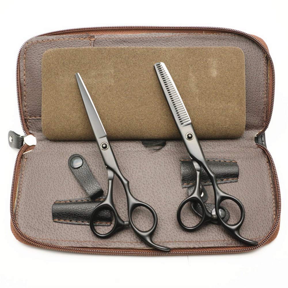 Ciseaux Coiffure Ciseaux de coiffure Kit ciseaux de coiffure coupe ciseaux et coupe ciseaux Matériel coiffure 6 pouces noir
