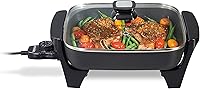 Proctor Silex 116 sq. in. Electric Skillet with Glass Lid - Nonstick, 200-400°F Adjustable Temp, Cool-Touch Handles, Dishwasher Safe (38526PS)
