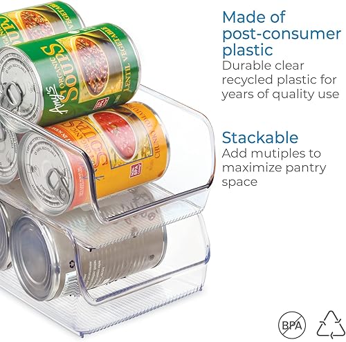 Vista 4 de iDesign Linus - Organizador de latas de plástico enlatado para alimentos y refrescos con tapa para refrigerador, congelador y despensa, sin BPA