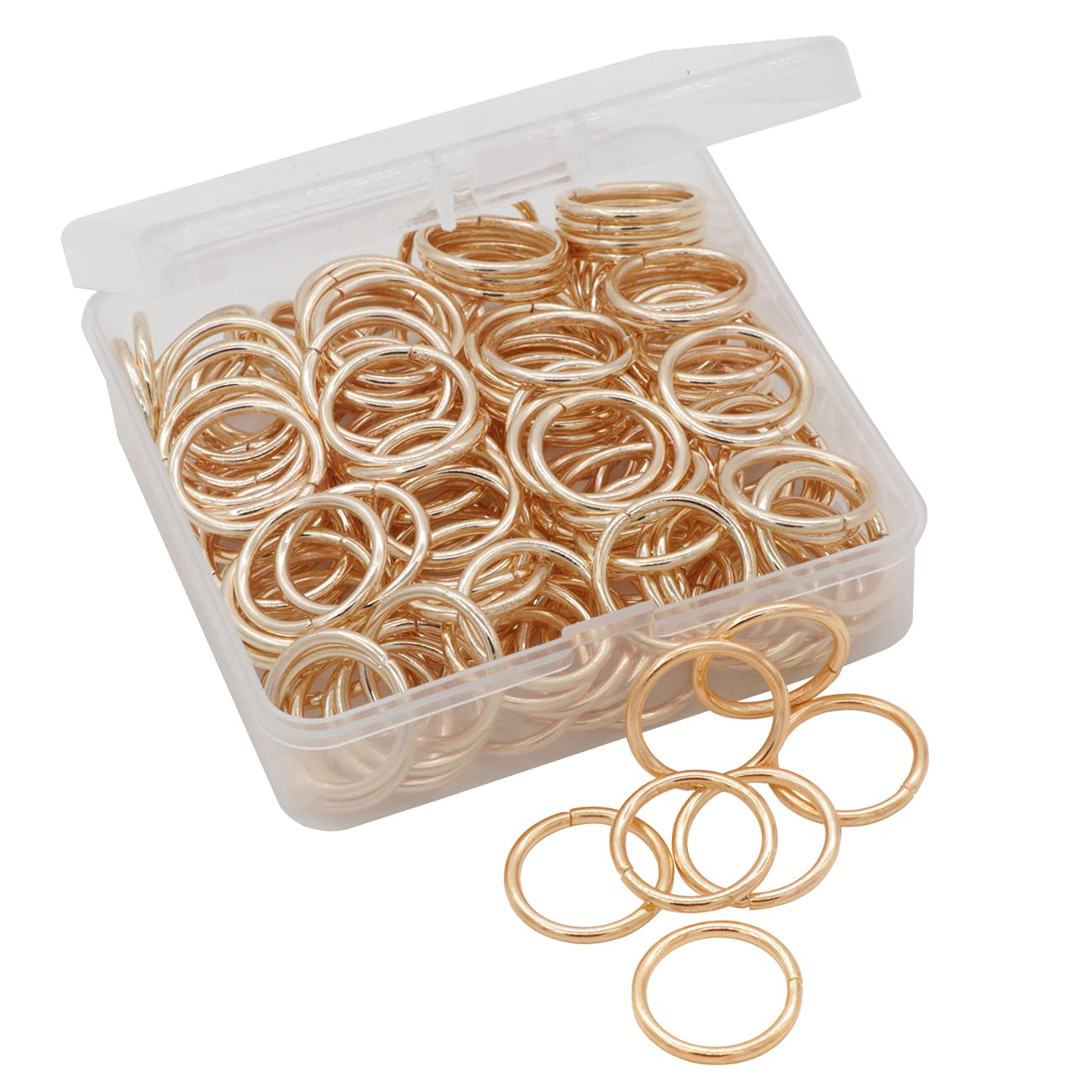 100 anellini aperti da 20 mm, connettori dorati per gioielli per la realizzazione di gioielli, bracciali, portachiavi, collane, cavigliere, arti e mestieri (KC Gold)