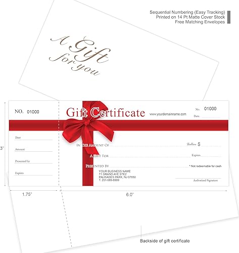 Miniatura 3 de Certificados de regalo personalizados, certificado de regalo para empresa, color rojo. 50pcs