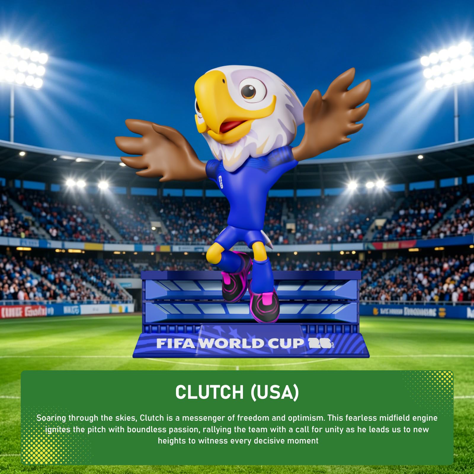 DICEKOO Ensemble mascotte de la Coupe du monde FIFA 2026 7,6 cm (érable, Zayu, pochette) | Style énergétique | Sous licence officielle | Figurines de collection, idée cadeau pour les fans et les