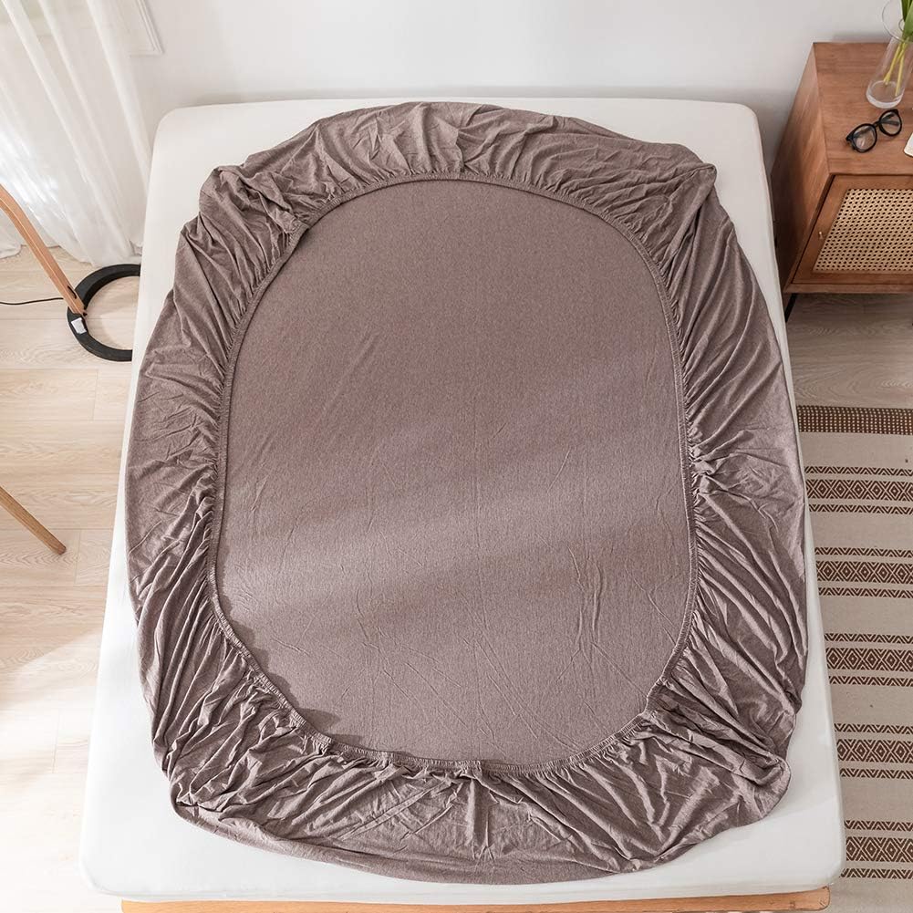 DONEUS Jersey Knit Cotton Fitted Sheet Queen Size Coffee Fitted Sheet Set 3 Piece, 15" Deep Pocket, Extra Soft and Breathable, Wrinkle and Fade Resistant - Image 4