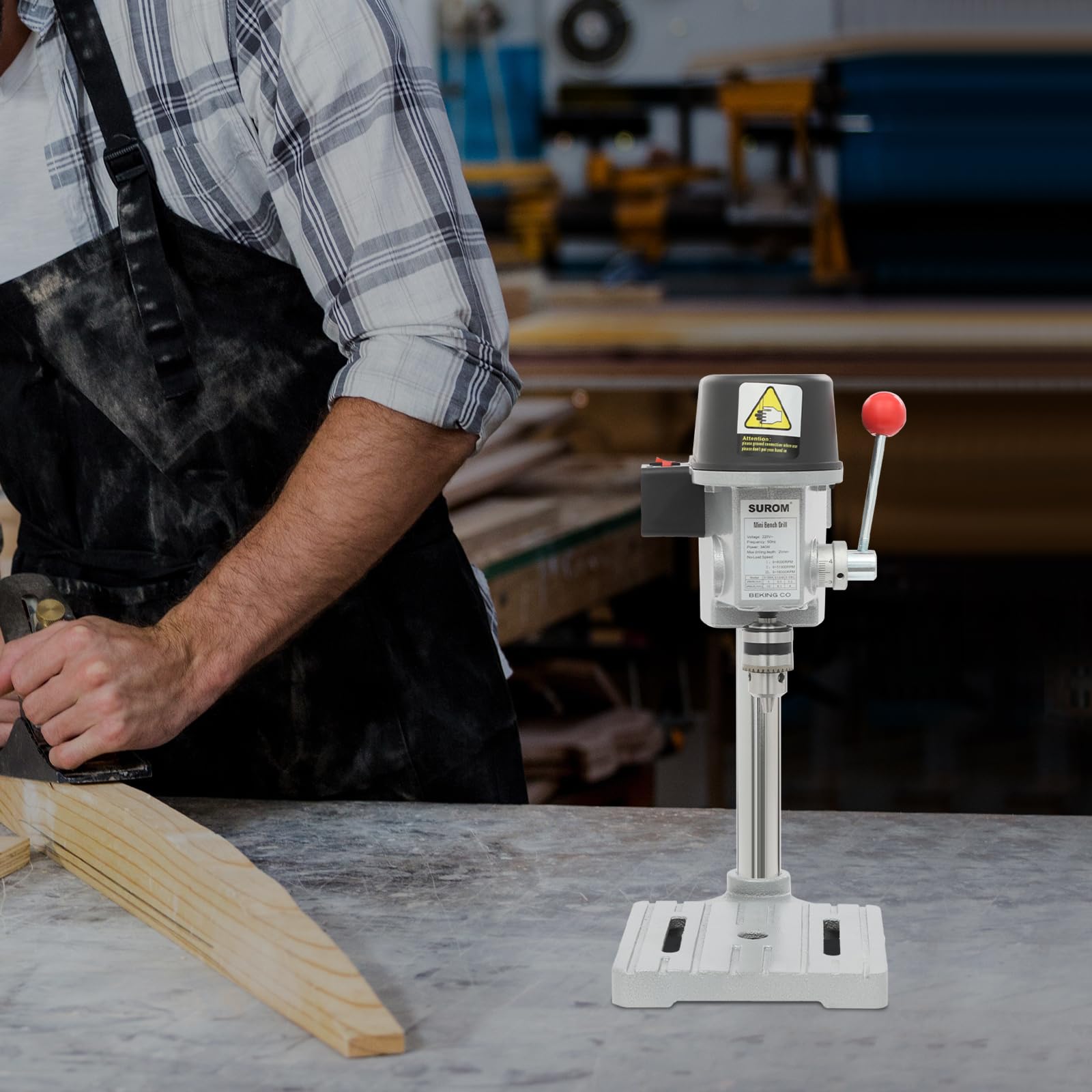 Taladro de banco de trabajo portátil de 340 W taladros de columna de velocidad ajustable para bricolaje y modelismo