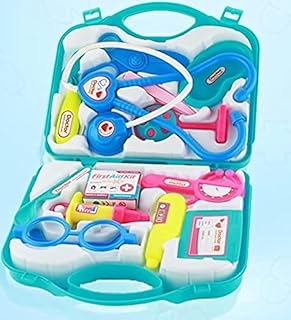 طقم أدوات الطبيب للعب /طقم لعب المطبخ مع شنطة قابلة للطي، أكسسوارات طبية صغيرة للعب التنكري| مجموعة ألعاب للأطفال من سن 3 سنوات فما فوق للأولاد والبنات (لون أزرق)