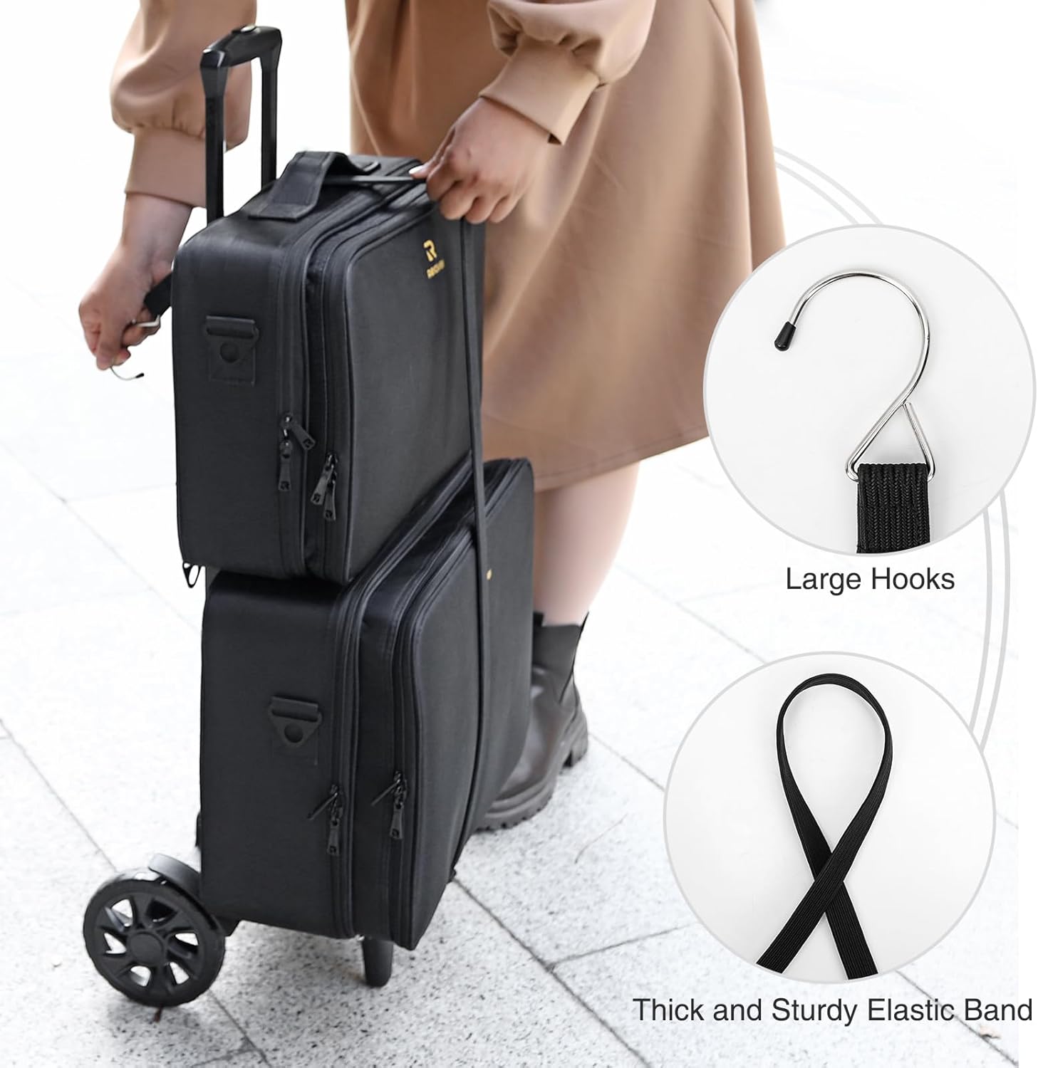 Relavel Folding Hand Truck, Lightweight Dolly Cart with 2 Big Wheels, Easier to Climb Stairs, Foldable Luggage Cart Perfect for Makeup Artists, Suitable for Moving Backpack Extra Large Makeup Case