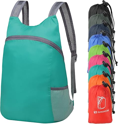 Mochila de viaje plegable y ligera de 20L para senderismo, para acampar, ciclismo, al aire libre, azul lago