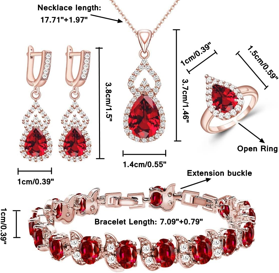 LMXXVJ Women Jewelry Set Platinum Plated Necklace Open Ring Earrings Bracelet Set,Birthday/Anniversary Mother’s Day Jewelry Gifts for Mom/Wife/Sister/Best Friend - Image 5