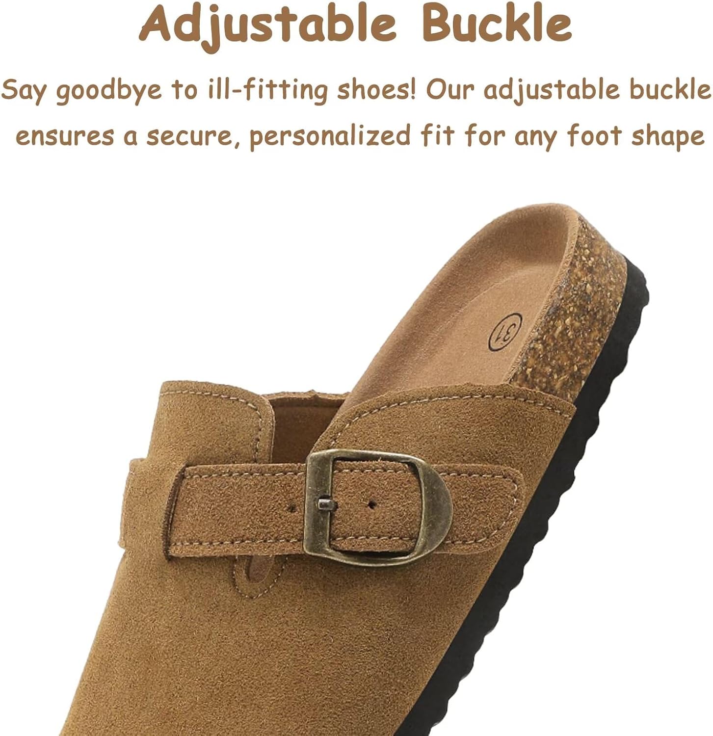 Kids Suede Clogs Boys Girls Mules Cork Genuine Leather Sandals with Adjustable Buck... - Image 6