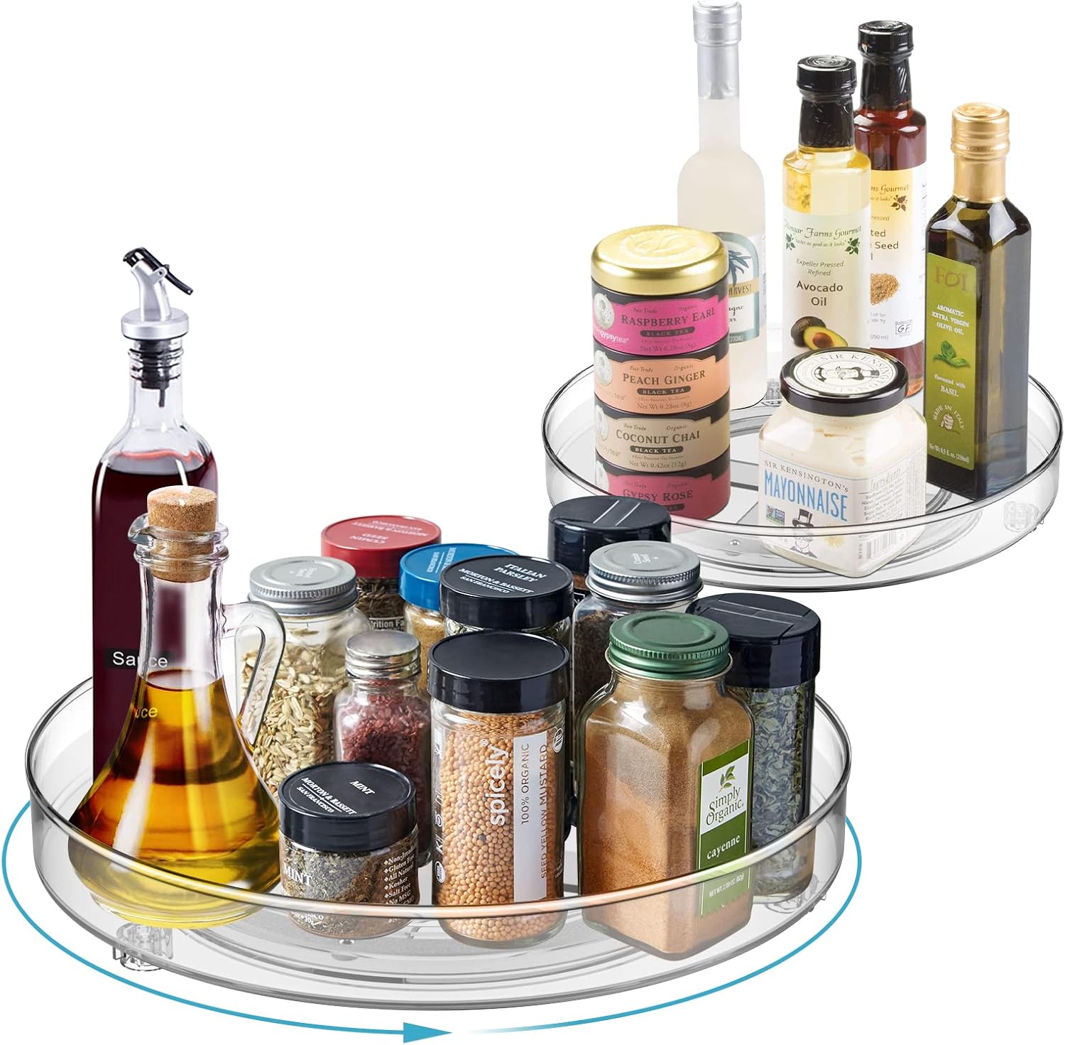 Lazy Susan Organizer Turntable for 2 Pack Clear Lazy Susans