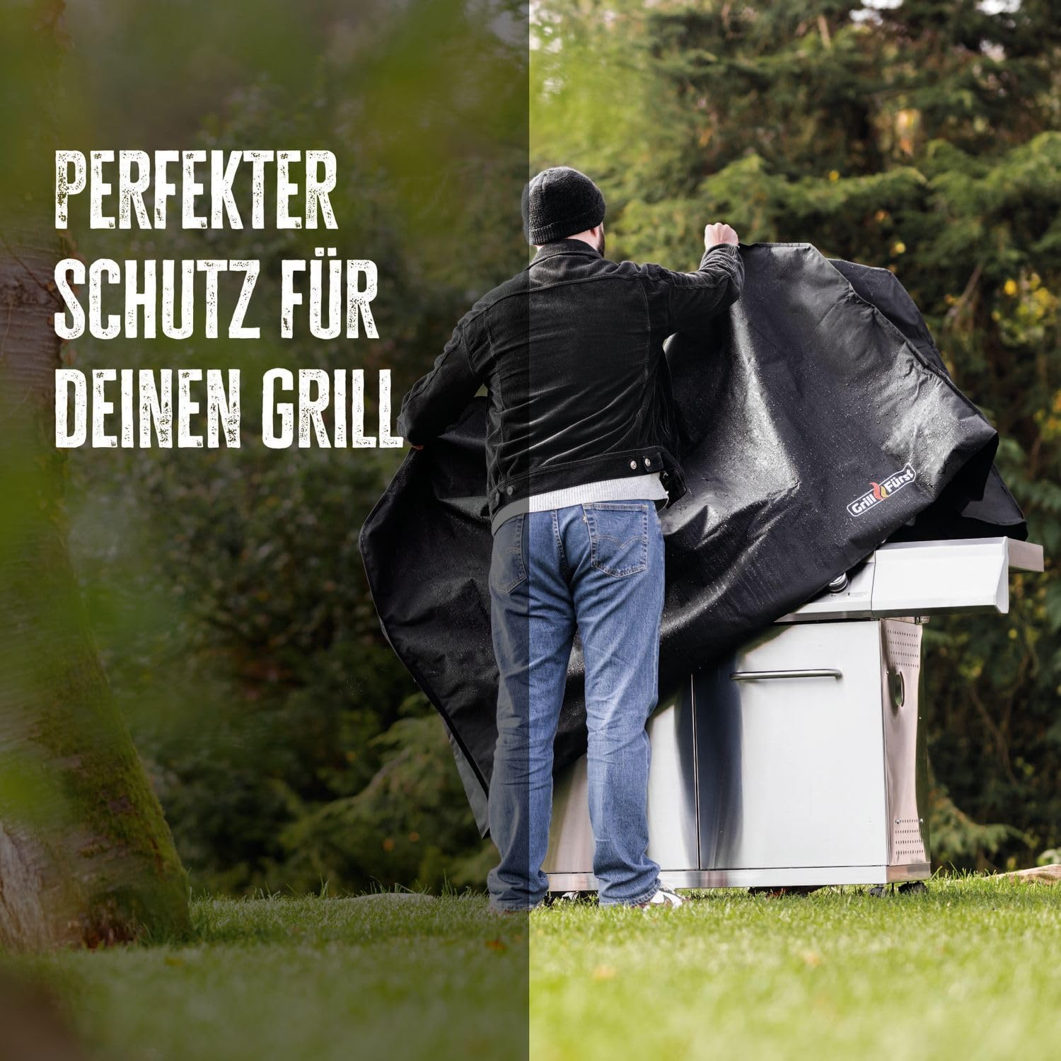 Grillfürst Grill Abdeckhaube - robuste Grill-Abdeckung 50 x 55 x 30 cm, wetterfest und wasserdicht, Abdeckung Gasgrill für Campinggrill Modell Grillfürst G201