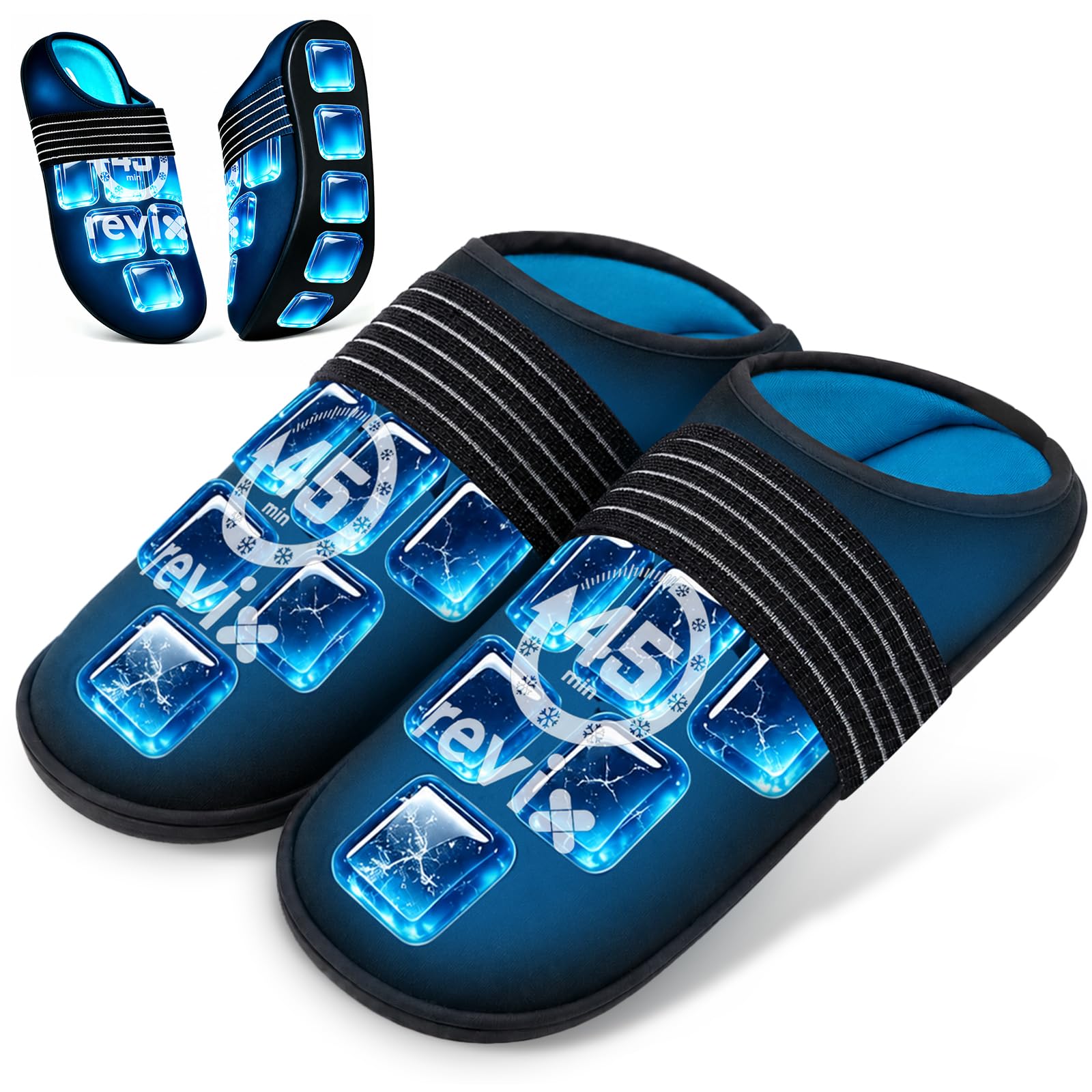 REVIX Chaussons glace pied 45 min, gel Ice Grid réutilisable, XL