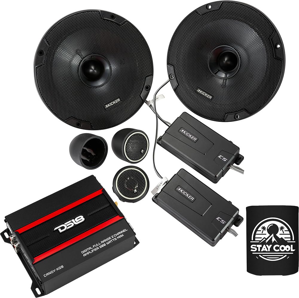 Amazon.com: KICKER Speakers and Amp Package of 2 Items: 6-1/2