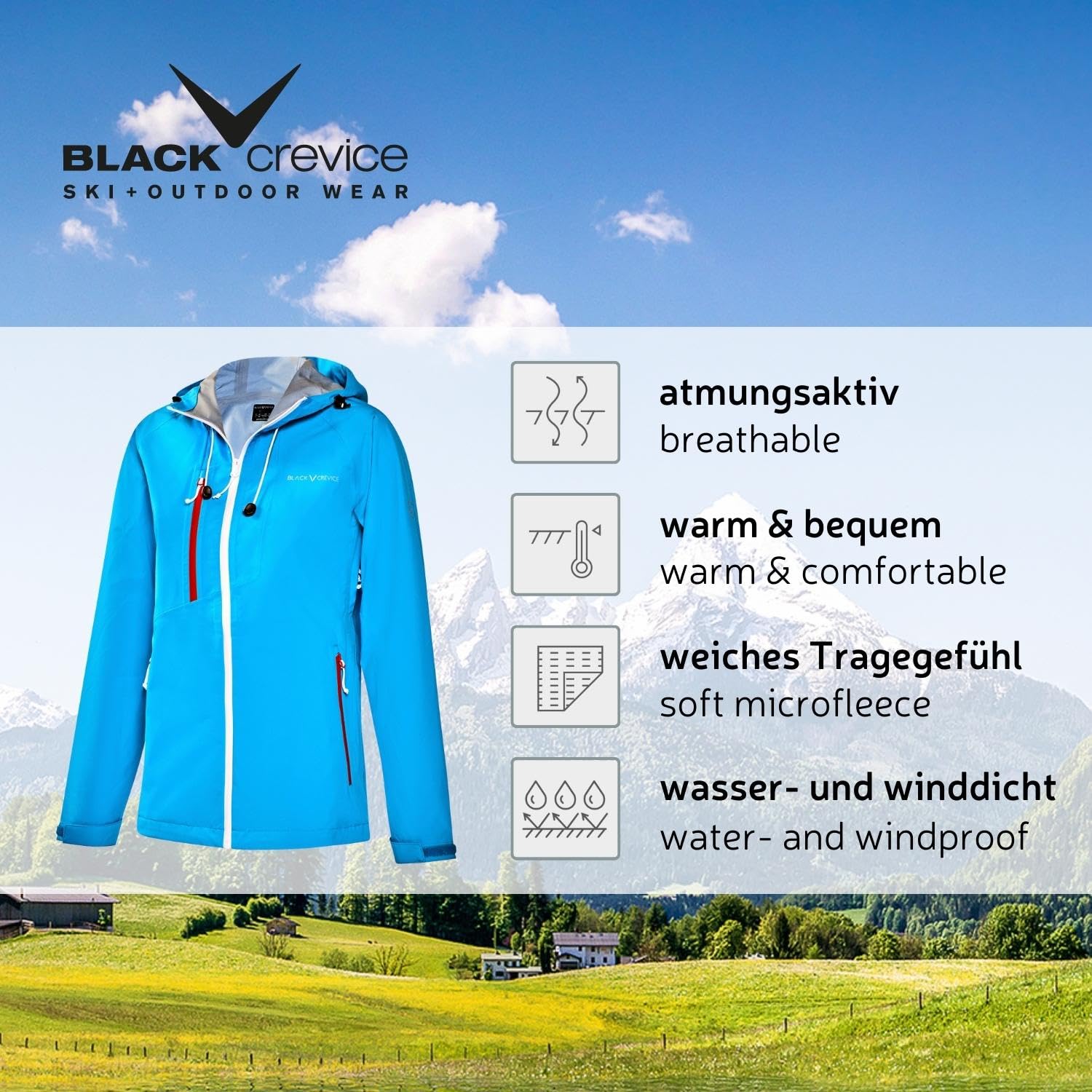 Black Crevice Veste Hardshell Fine et Imperméable pour Femme Jacket