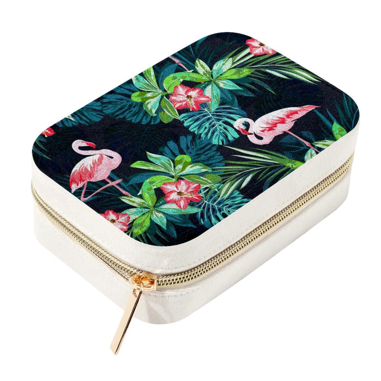 Organiseur de bijoux flamant rose en velours pour valise et déplacements professionnels