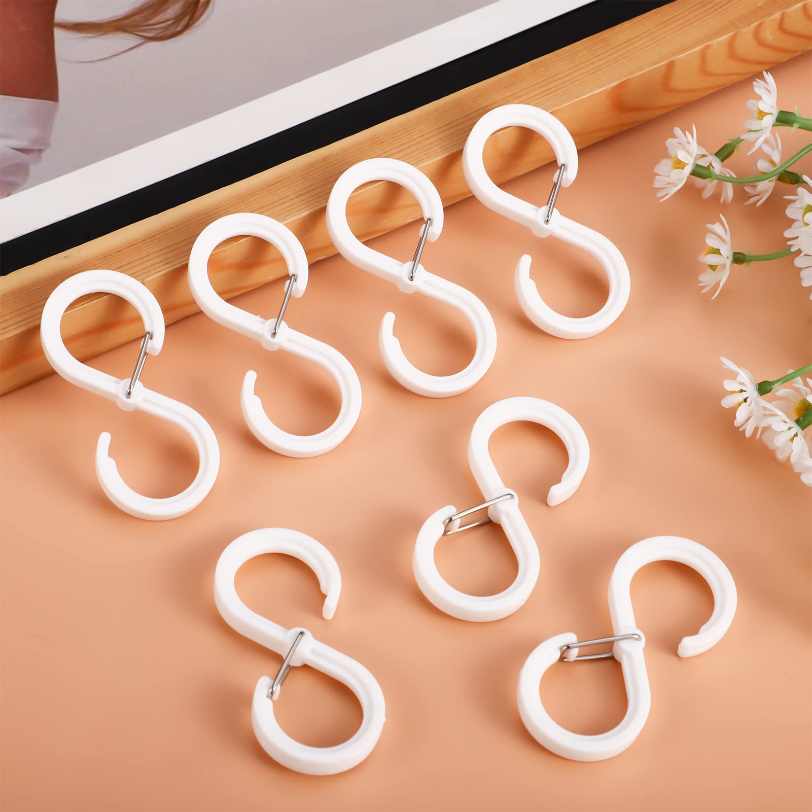 Jostift 24 ganci a S bianchi da appendere, antigoccia, gancio di sicurezza per appendiabiti, cucina, bagno, camera da letto, ufficio, giardino