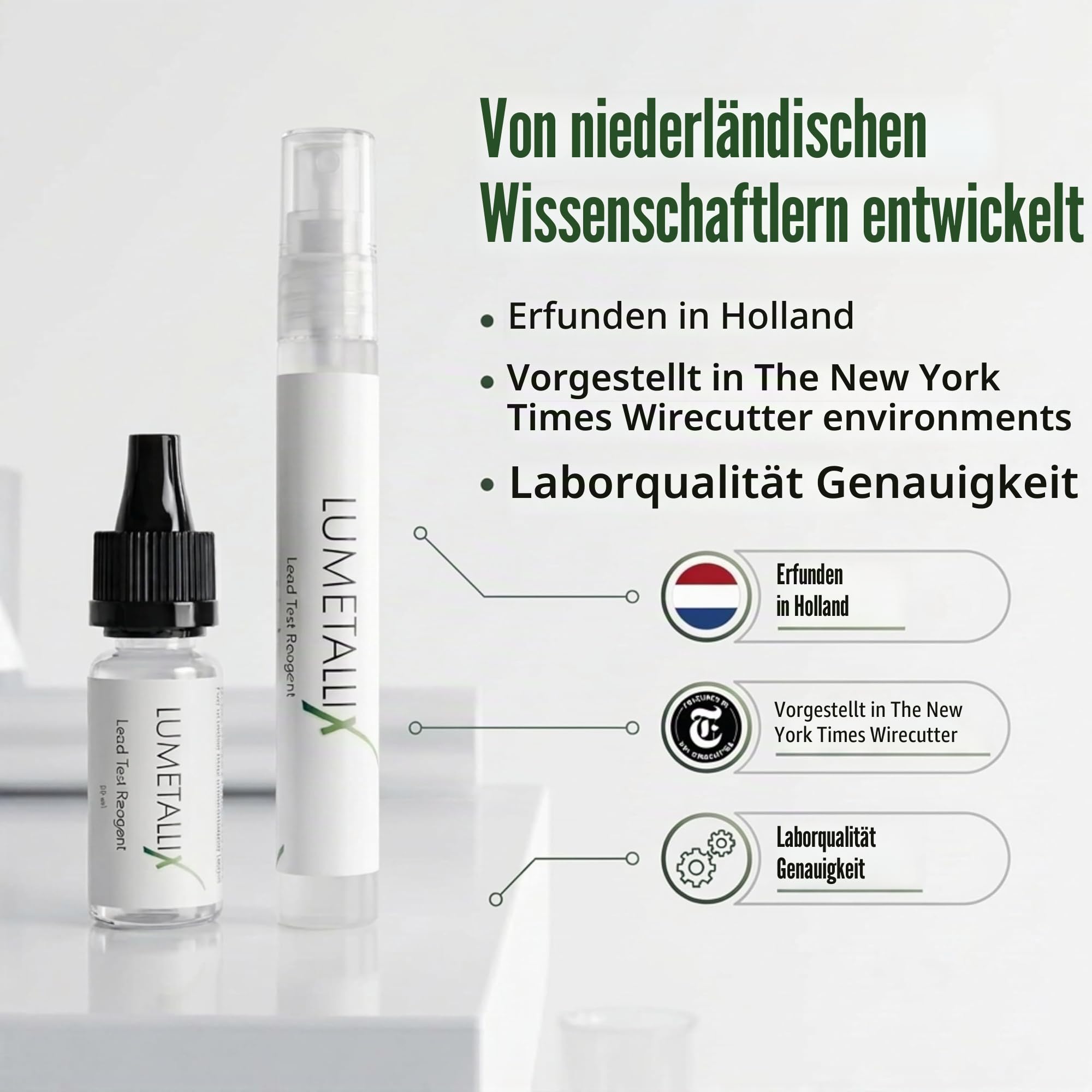 Lumetallix: Sofort leuchtendes Blei-Testset für Malen, Farbe, Keramik, Glas– schnell, einfach und sicher zu verwenden, UV-sichtbarer Sprühtest, zuverlässige Bleierkennungsergebnisse in Sekunden