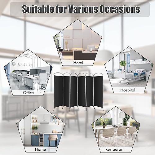 Miniatura 8 de GOFLAME Divisor de habitación de 4 paneles, pantalla de privacidad plegable de 6 pies con marco de metal estable, divisor de pared de tela