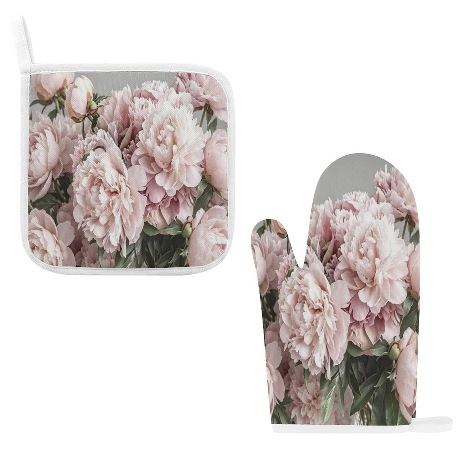 Fodpand Style Blush Pink Peony Oven Mitts And Pot Holders Sets