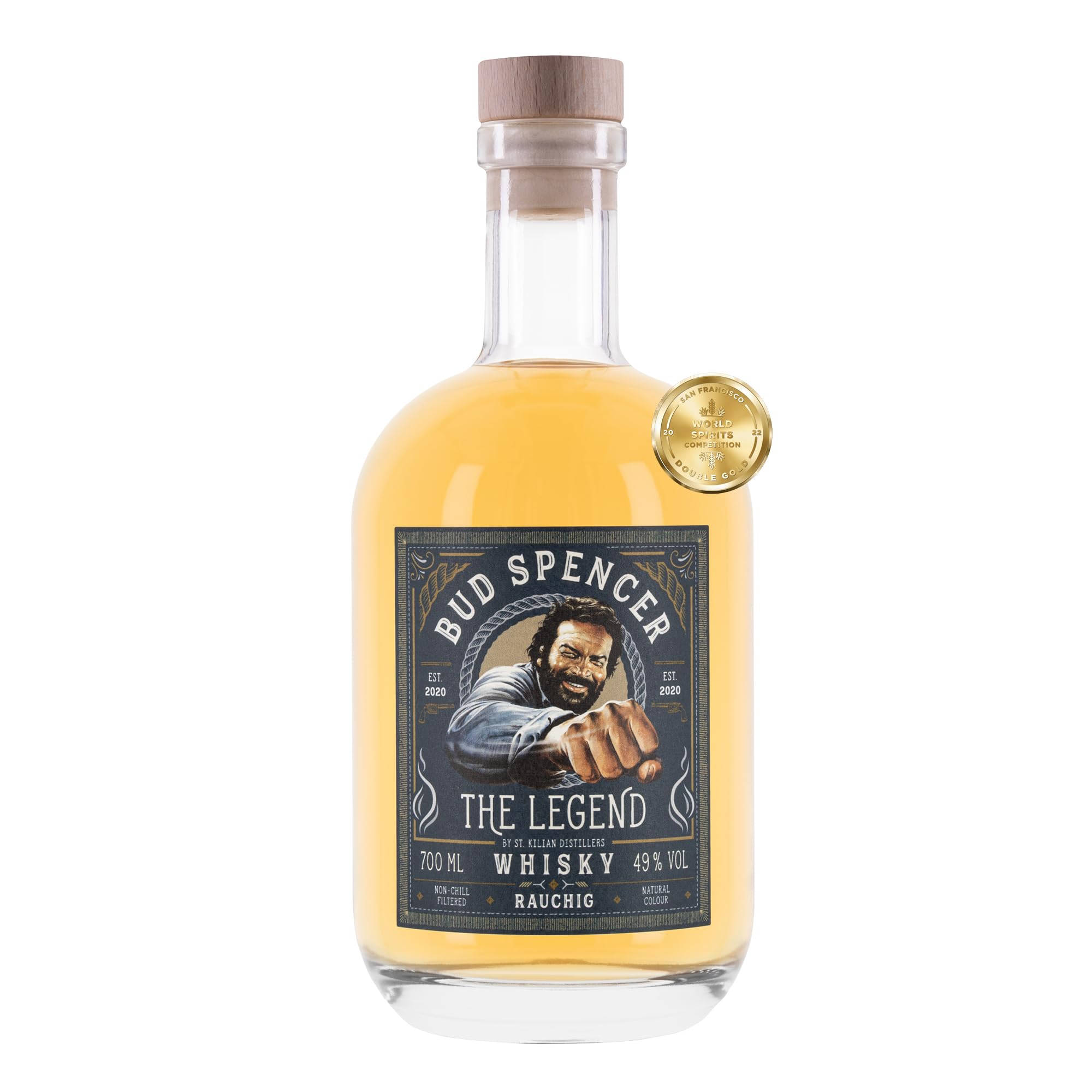 Bud Spencer Whisky - The LEGEND - [RAUCHIG 49% Vol, 0,7l] Deutscher Premium Whiskey aus ausgewählten Fässern - Geschenk Box - Bud Spencer und Terence Hill Fanartikel - Whisky Geschenke für Männer