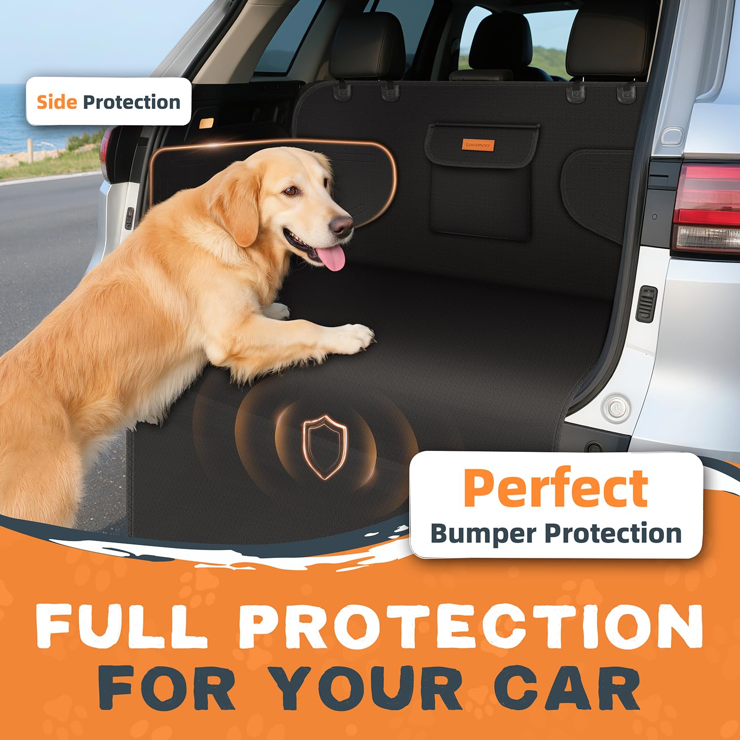 Protection Coffre Voiture Chien Universelle, Couverture Chien Auto Imperméable et Antidérapant, Protection Latérale pour Plupart Voiture, 183x104cm
