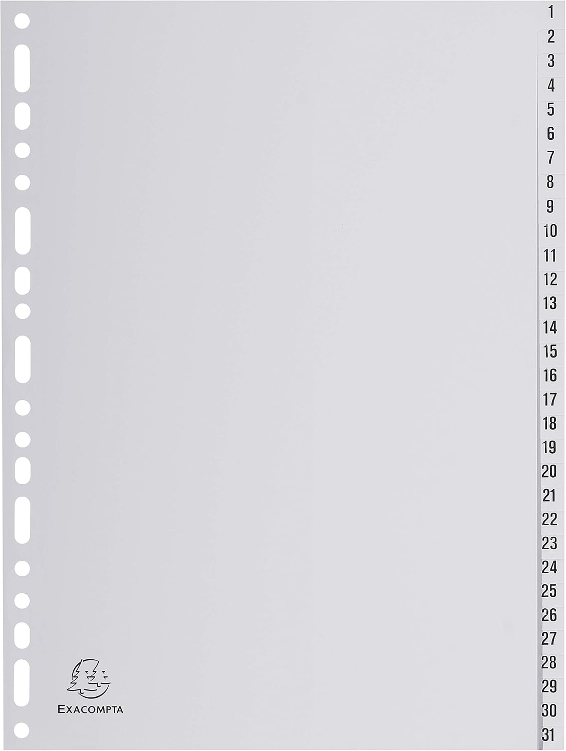 Exacompta, Ref 1931E, PP Printed Indices, For Use With A4 Documents, 0.1mm Polypropylene, Pre-Punched, Soft & Tear Resistant - Image 3