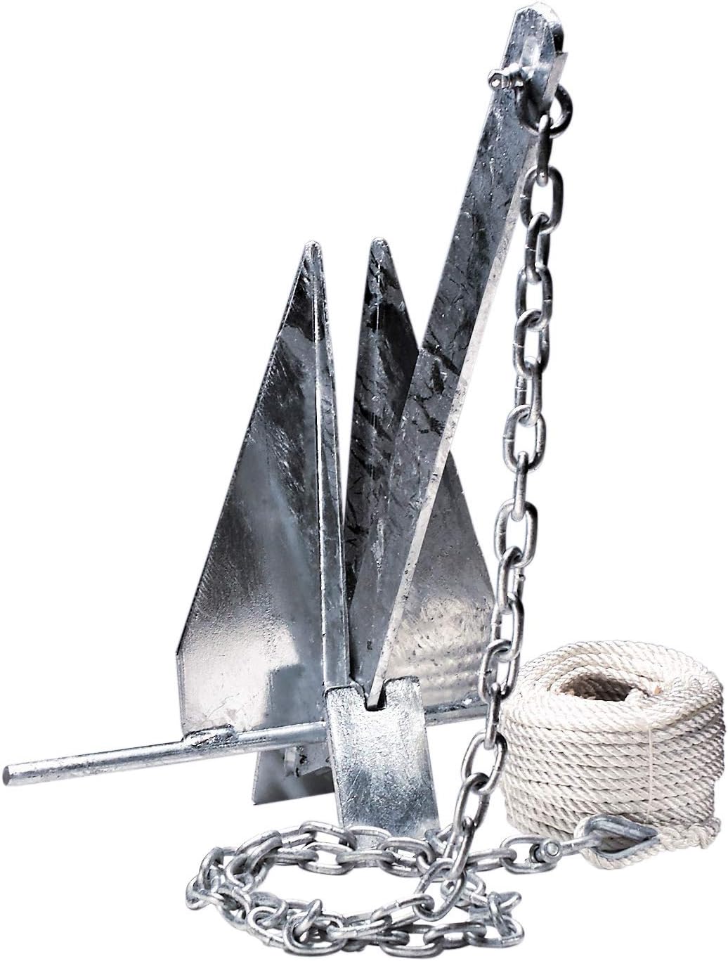 Overton's #8 Fluke-Style Galvanized Anchor Kit - Essential Boat Anchor Kit for Boats, Pontoons, and Jon Boats - Includes Anchor, Rope, and Storage Bag