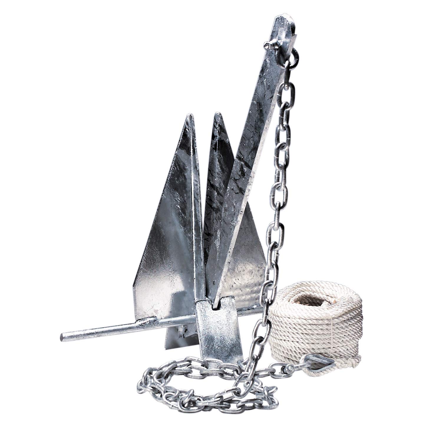 Overton's #8 Fluke-Style Galvanized Anchor Kit - Essential Boat Anchor Kit for Boats, Pontoons, and Jon Boats - Includes Anchor, Rope, and Storage Bag