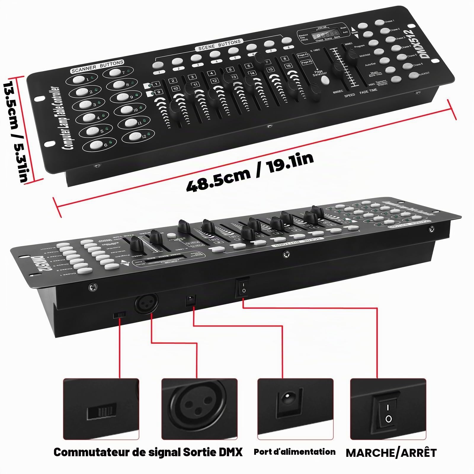 Dmx Console,UKing 192 Canaux DMX512 Console Table Dmx 192 Canaux Contrôleur pour éclairage de scène Party DJ Disco Operator Équipement