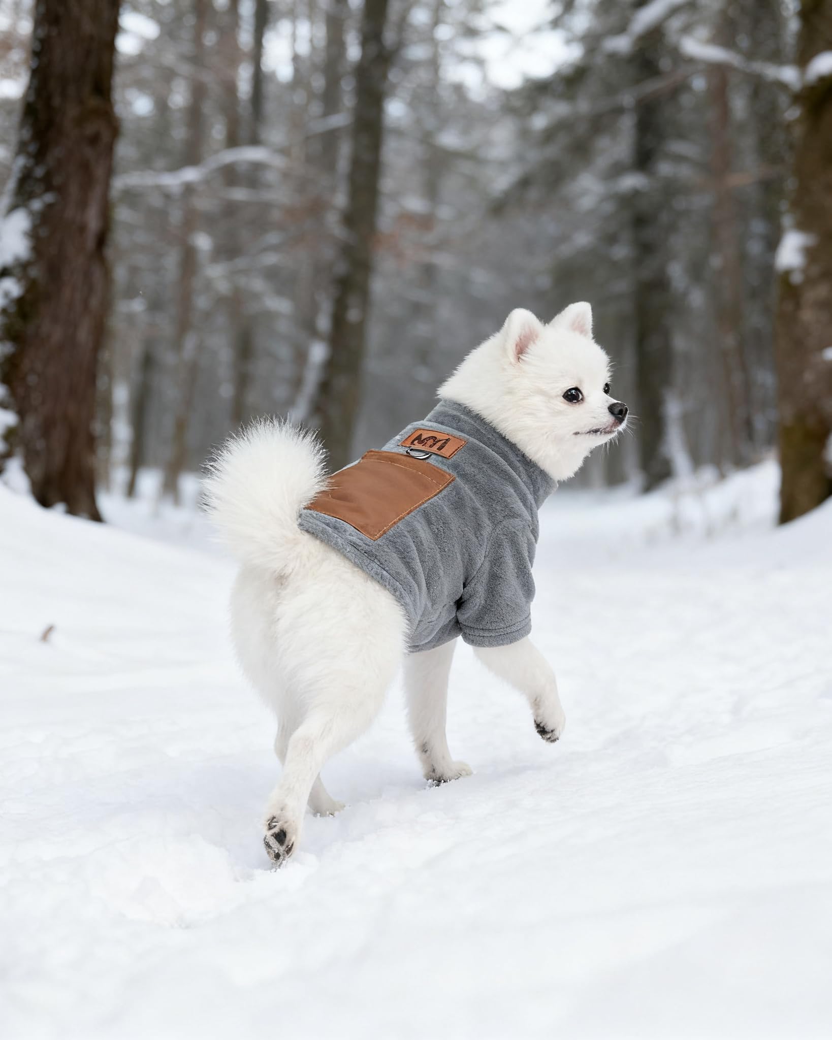 MYI Manteau chaud d'hiver pour chiens de petite taille et moyenne et grande taille Veste froide à l'extérieur/à l'intérieur - Gris-L (piles non incluses)