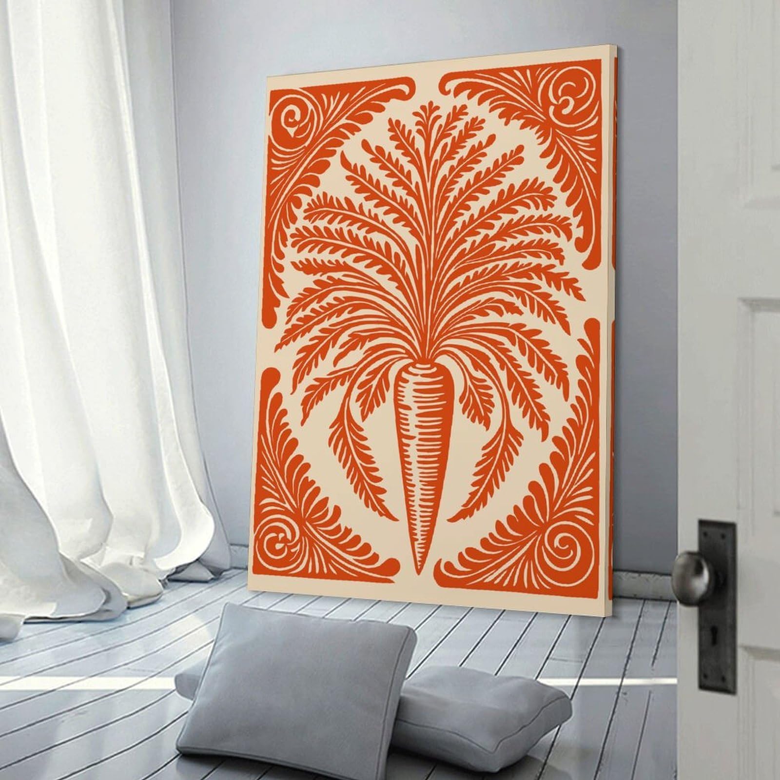 Junmoney Decorative Carrot with Ornate Border Hanging Wall Art, 20x30inch(50x75cm), for Gallery Wall Decor And Room Displays, Home Wall Art for Statement Displays
