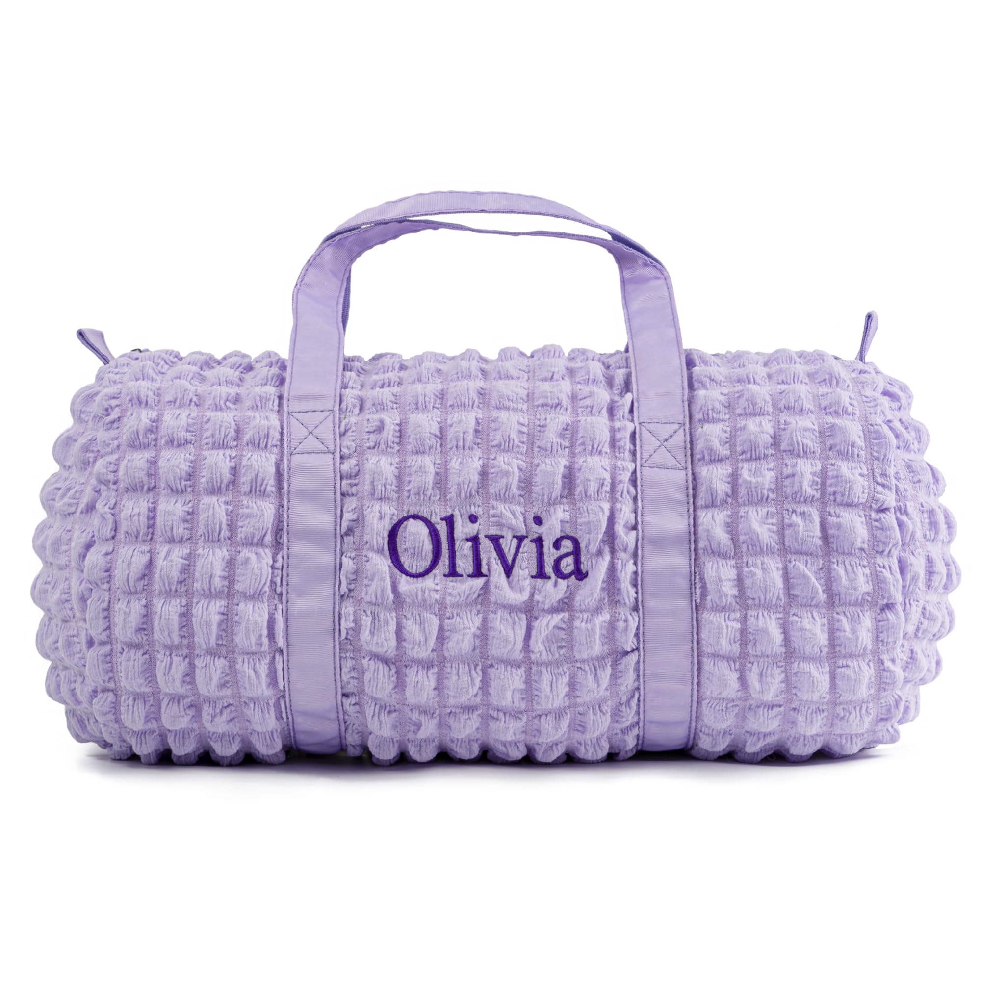 PIFTSURPRI Personalized Girls Duffle Bag - Seersucker Overnight, Dance, Ballet Bag for Little Girls - Custom Small Kids Toddler Daycare Bag for