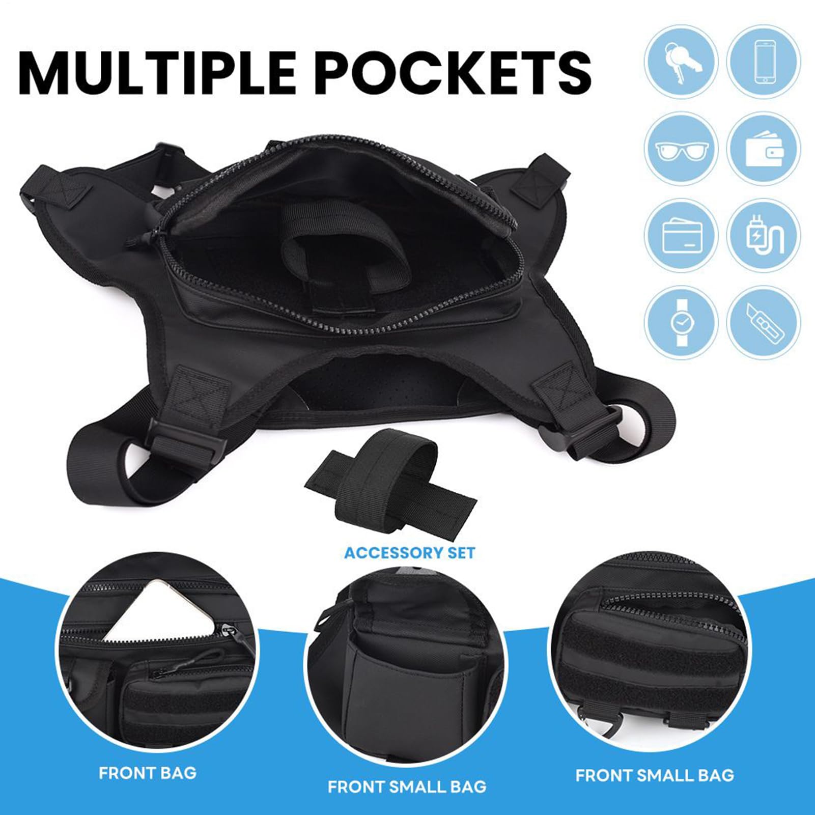 Lauf Brustbeutel Leichte Handyhaltertasche Rucksack | Wander-Brusttasche Laufweste Taschen-Rucksackweste Camping Wandern Outdoor Radfahren Joggen Läufer Workout Reisen Herren