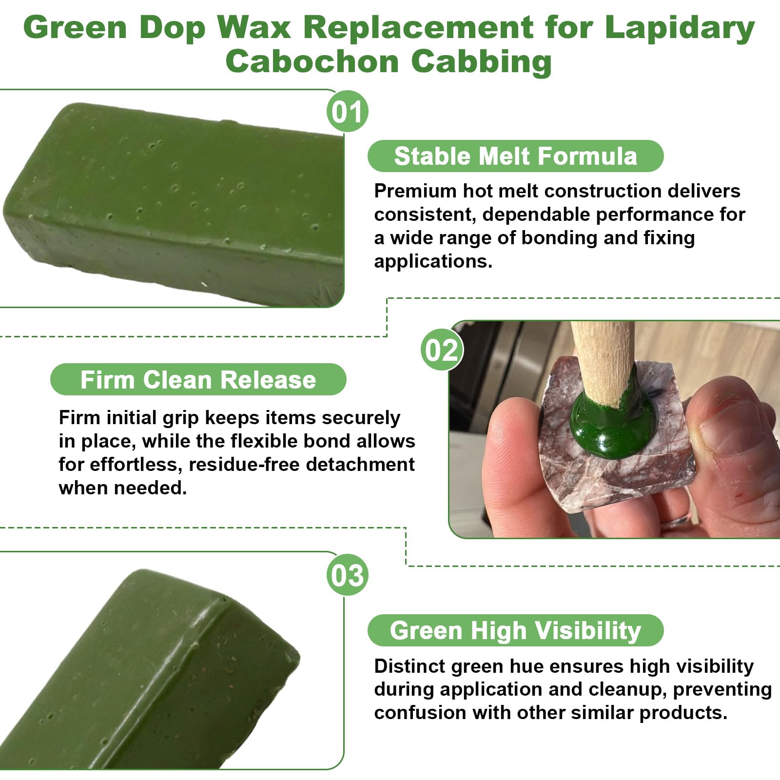 Green DOP Cire pour lapidaire Cabachon Couper et Polir
