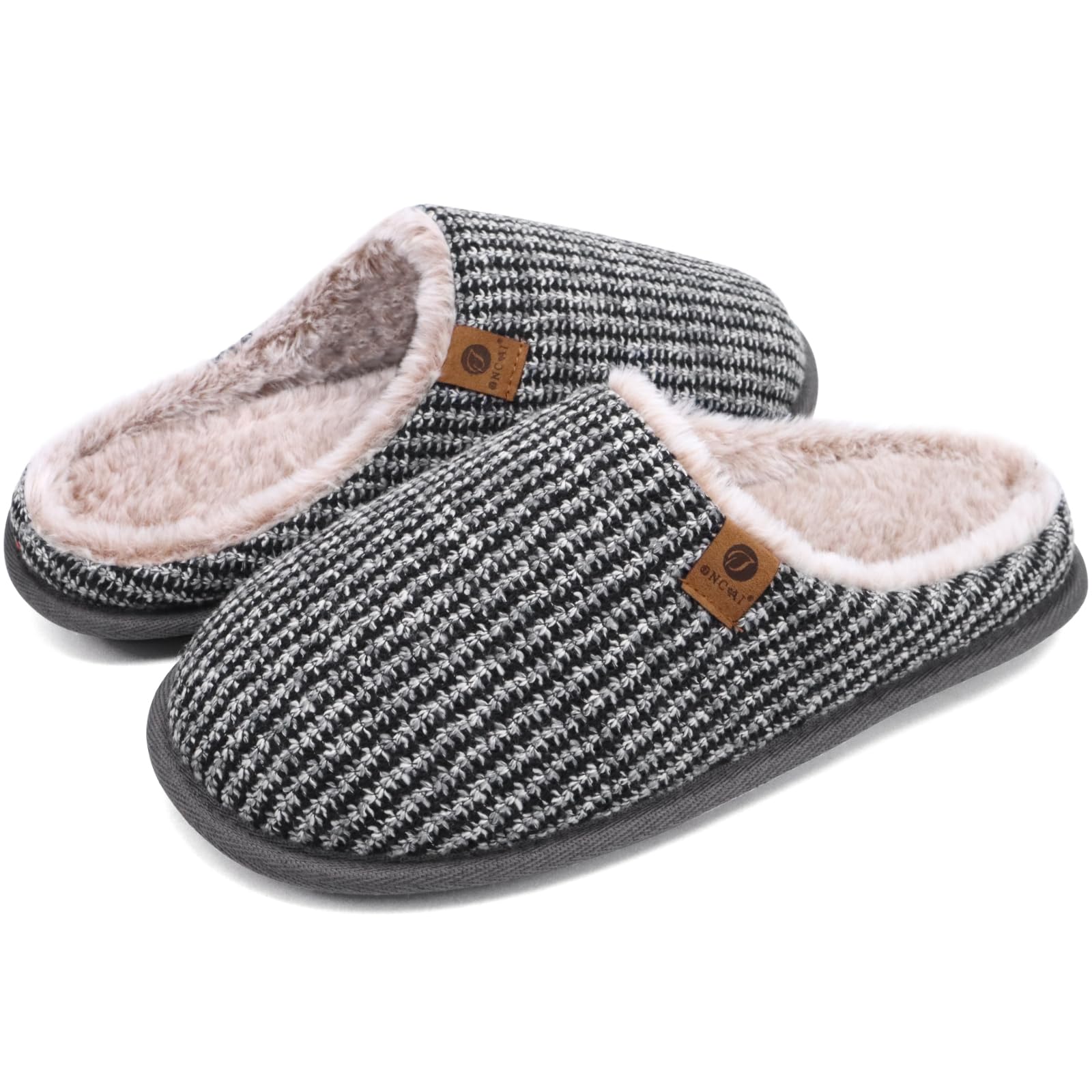 ONCAI Pantofole da Uomo Invernali, Comoda Memory Foam Calde Scarpe da Casa in Lana Con Suola Antiscivolo Taglia 40-49 EU