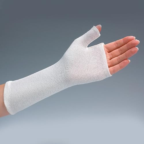 Miniatura 2 de Rolyan Thumb Spica Stockinette, tubo Stockinette, medias de algodón para uso preenvolvente, manga de muñeca de algodón para protección de la piel