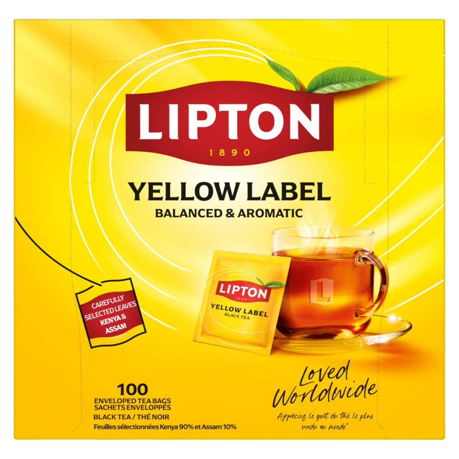 Yellow Label Tea Box of 100 Tea Bags