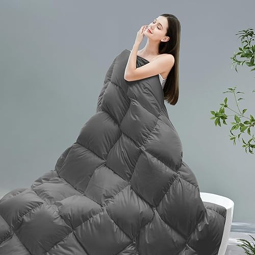 Miniatura 2 de Cosybay Lujoso edredón de plumón de ganso tamaño Queen, relleno de edredón de plumas para todas las estaciones, funda de tela 100% algodón con 8