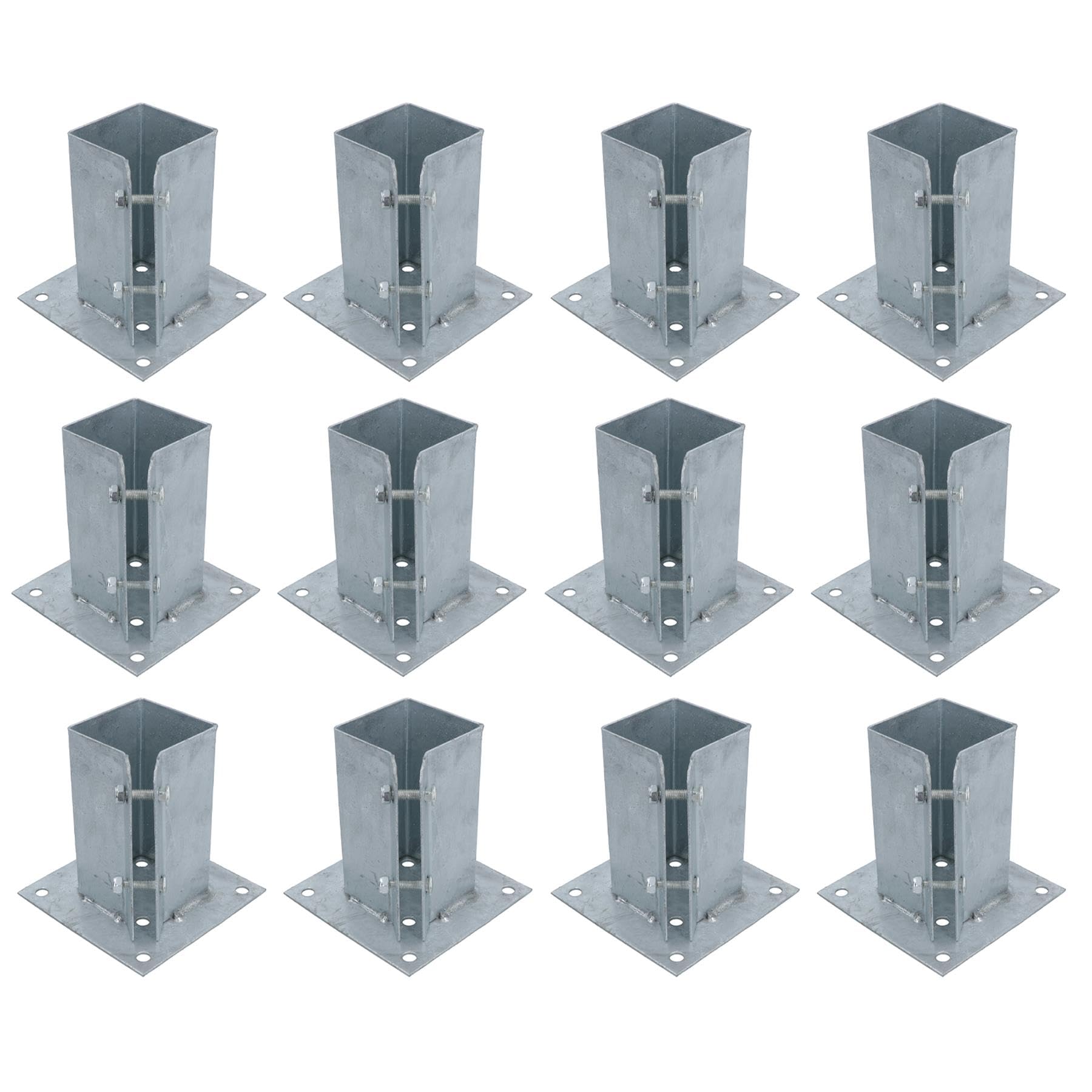 Fence Post Bolt Down Shoe Holder Support Clamp Galvanised 75 x 75mm 12PK