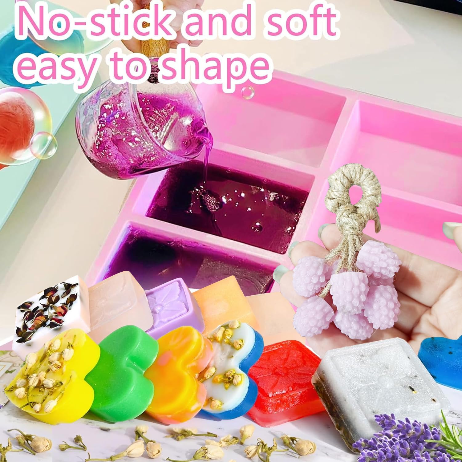 SUNXBUK Sapone Fai Da Te,Kit per la Produzione di Sapone Fatto a Mano,Set Creativo, Kit per Principianti per la Preparazione di Fai Da Te, Inclusi Tutti i Materiali,Regali di Natale e per le Feste