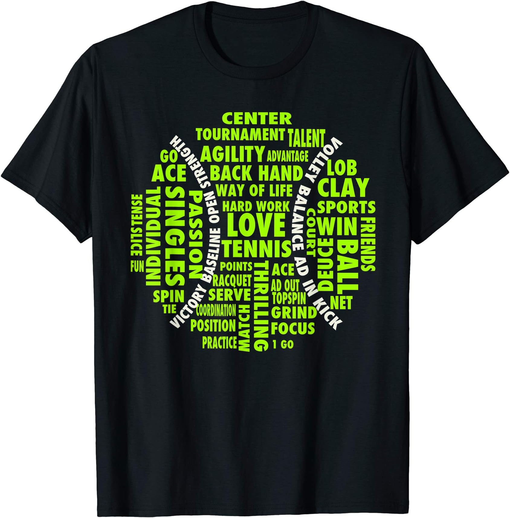Cute Unique I Love Playing Tennis Design T-shirtsTennis Ball Word Cloud Shirt | Cool Tennis Players Tee Gift T-ShirtOEKO-TEX STANDARD 100