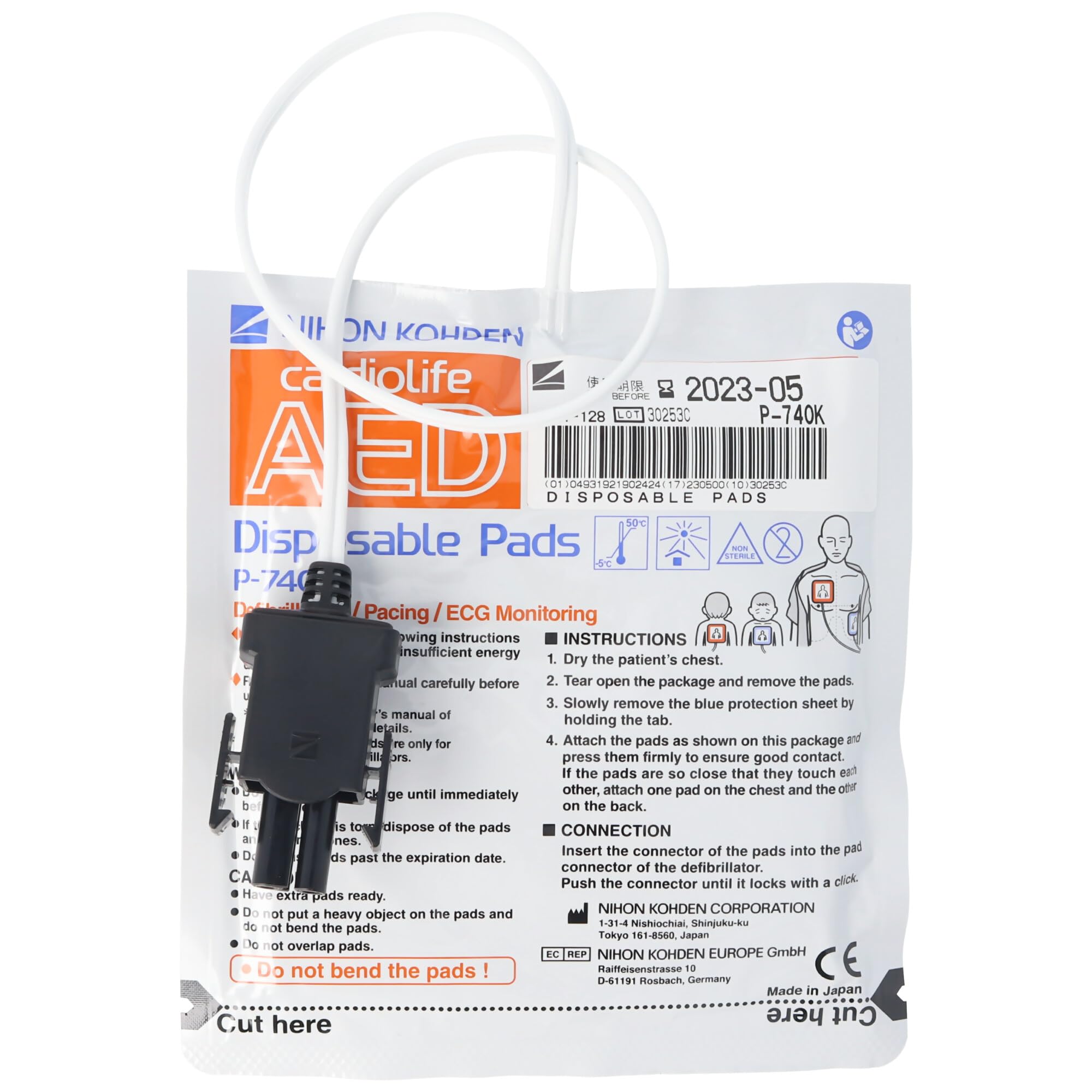 AccuCell Original Defi-Elektroden Pads Nihon Kohden Cardiolife AED 2100 P-740K